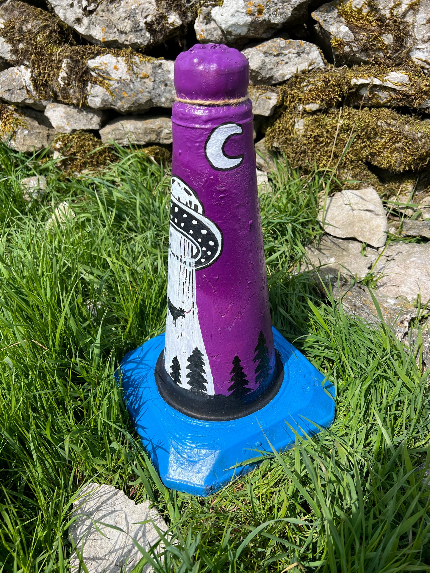 Custom Alien Cow Abduction Road Cone