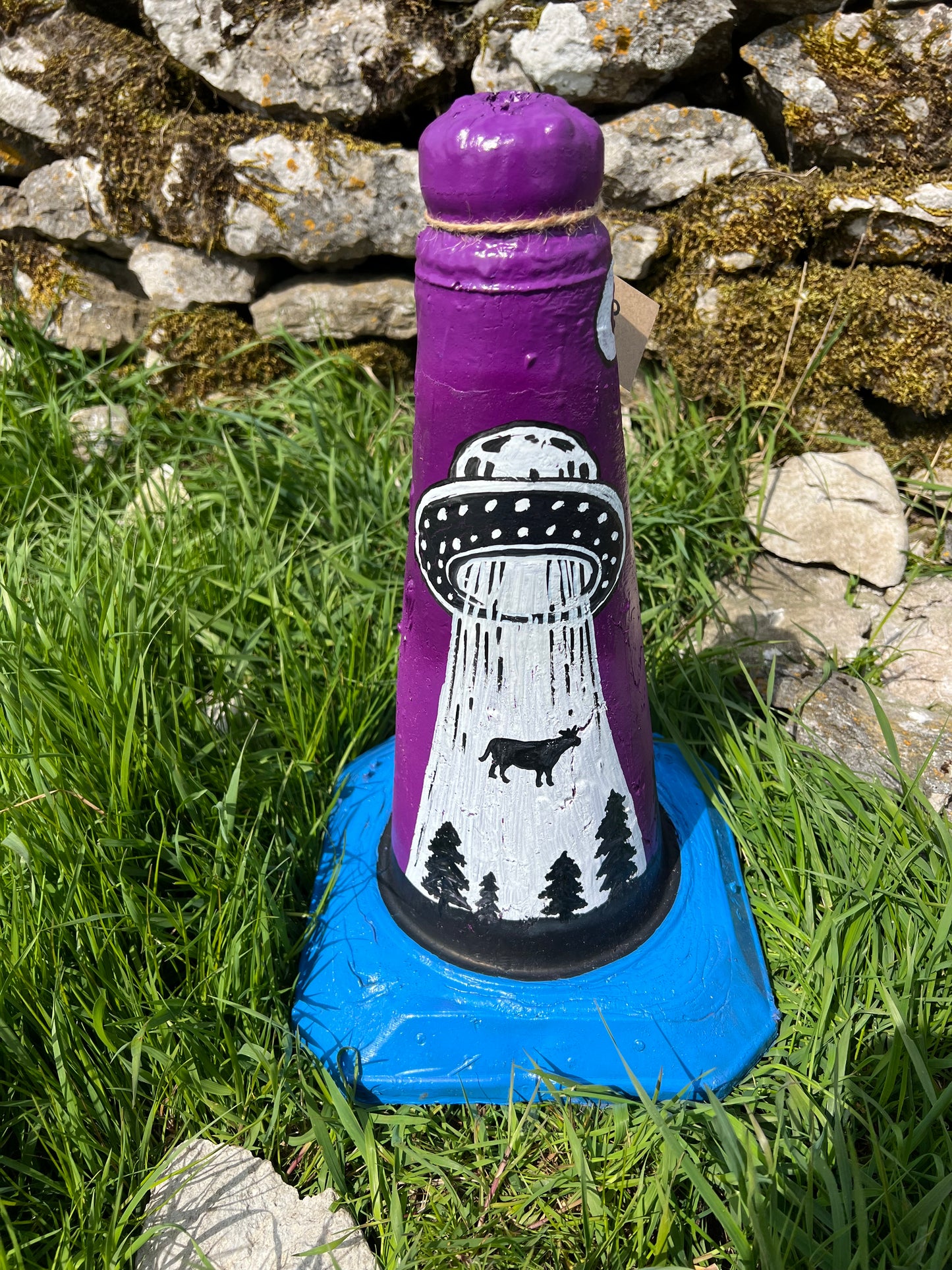 Custom Alien Cow Abduction Road Cone